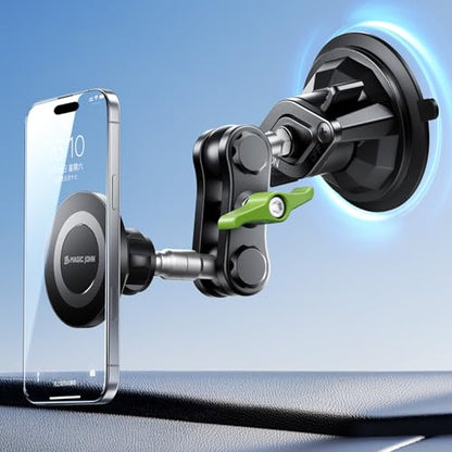 MAGIC JOHN Magnetic Car Phone Holder, Windshield Metal Suction Cup Mount - style: Standard
