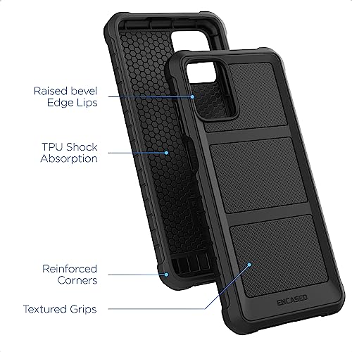 Encased Rugged Belt Case for Moto G Power 5G 2023, Full Body Protective Case with Tempered Screen Protector and Holster Clip (Black) - size: 2023