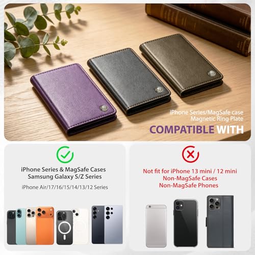 Magnetic Wallet for iPhone, Detachable Magnetic Card Holder Compatible with MagSafe, RFID Blocking Magnetic Phone Wallet with Kickstand for iPhone 17/16/15/14/13/12 Series, Purple - color: Purple