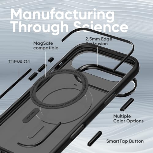 FLOLAB Surtect Tri-Fusion Magnetic for iPhone 17 Air Case Protective Slim Design Magsafe Compatible Military Grade - Full Black Translucent - color: Full Black Translucent, size: iPhone 17 Air