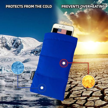 Thermal Phone Case Prevent OVERHEATING in The Sun, Cellphone Pouch for Camping Prevents Freezing, Extends Battery Life, Outdoor Warm Cover Bags for iPhone,Samsung Galaxy Blue - color: Blue