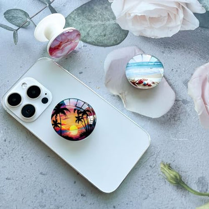 Translucent Clear Phone Grip with Expanding Kickstand,Cell Phone Collapsible Stand Beach Ocean Starfish Design for Smartphones