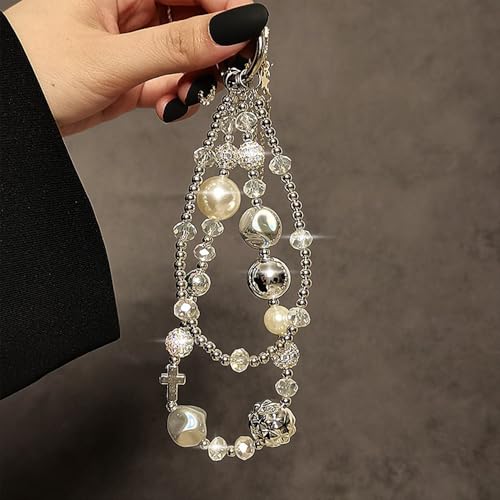 Phone Wrist Strap,Marble Beaded Phone Charm with Tether Tab,Hands-Free Wrist Strap (F) - color: F