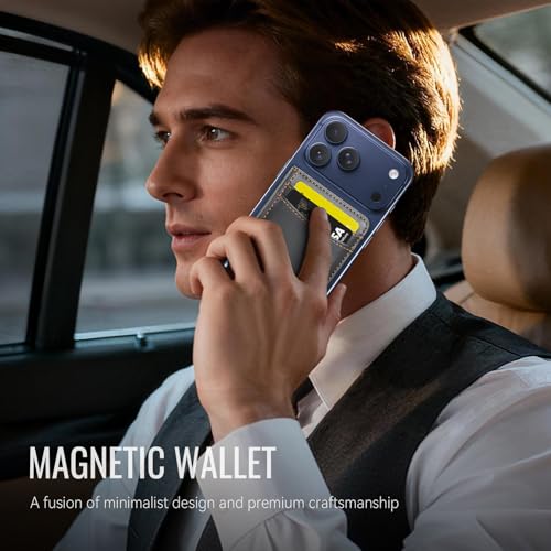 Strapurs Strong Magnetic Wallet Card Holder for MagSafe Phones and Cases, Slim PU Leather Detachable Phone Wallet with 6 Card Slots RFID Blocking for iPhone 17/16/15/14/13/12/Pro/Max/Plus – Black - color: Black