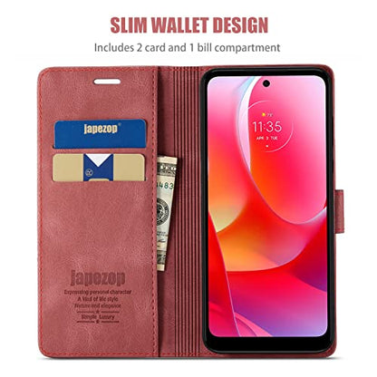 Moto G Power 2022 Wallet Case with [RFID Blocking],Red | Card Holder, Kickstand, Magnetic, Soft Leather Flip Case Wallet for Moto G Power 2022 6.5 Inch - color: Red, size: Moto G Power 2022 6.5 inch