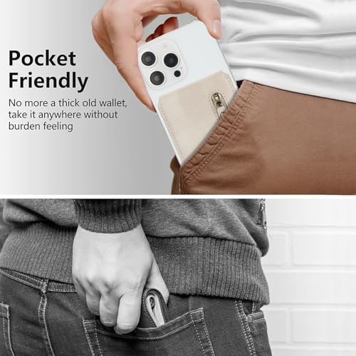 HAII for MagSafe Card Wallet Bag compatible with MagSafe Invisible Ultra-Thin Lightweight Kickstand Magnetic Mobile Wallet Man Woman, 4 Card Slots + 1 Zipper Cash Bag. (White, Zipper) - color: White, size: 4 Card Slots + 1 Zipper Cash Bag - Zipper