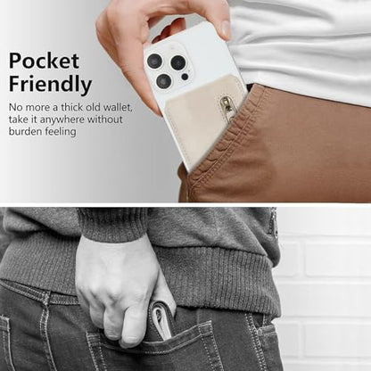 HAII for MagSafe Card Wallet Bag compatible with MagSafe Invisible Ultra-Thin Lightweight Kickstand Magnetic Mobile Wallet Man Woman, 4 Card Slots + 1 Zipper Cash Bag. (White, Zipper) - color: White, size: 4 Card Slots + 1 Zipper Cash Bag - Zipper