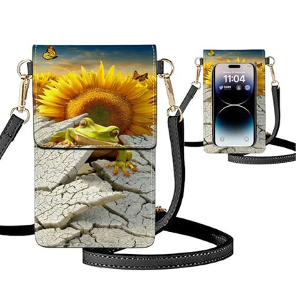 Small Crossbody Bags for Women Touchscreen Cell Phone Bag Cross Body Purses with adjustable Strap,Gifts For Teenage Girls - color: Sunflowe Flog