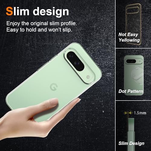Silicone Clear Google Pixel 9/9 Pro Case, Ultra Thin with Comfort Grip | Soft Slim-Fit TPU Pixel 9/9 Pro Phone Cover,Non-Slip,Shockproof Protection,Scrath-Resistant - size: Pixel 9-9 pro case