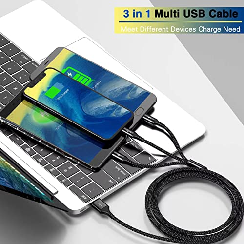 RULUS Multi Charging Cable,3 in 1 Multiple Fast Charger Cord,Nylon Braided - size: 6ft