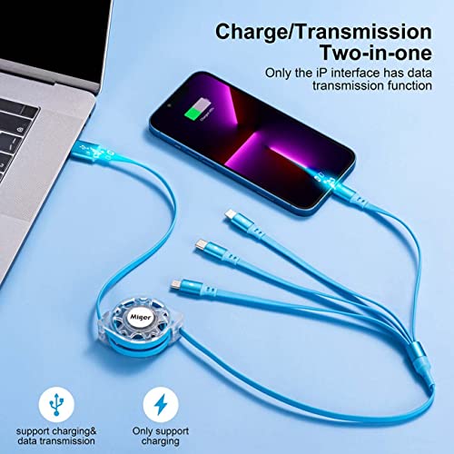Multi Charging Cable 4A,Retractable Charger Cable 4 in1 Multi Charging Cord