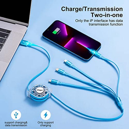 Multi Charging Cable 4A,Retractable Charger Cable 4 in1 Multi Charging Cord