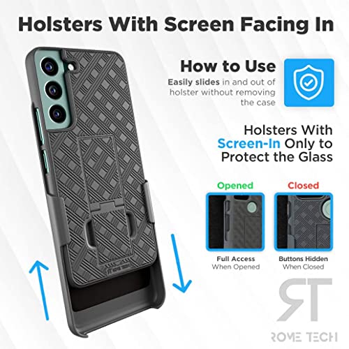 Designed for Samsung Galaxy S22+ Plus Case with Belt Clip Holster | Rugged Holster & Protective Phone Case Combo with Anti-Slip Texture - Black - style: Galaxy S22 Plus