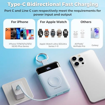 5000mAh Portable Charger w/Display,20W Power Bank&iWatch Charger - color: Blue, size: 5000mAh