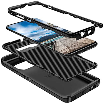 for Galaxy S10 Case,[Without Screen Protector] Heavy Duty Shockproof Dust/Drop Poof 3 Layers Full Bady Protection Rugged Cover Case for Galaxy S10 6.1 inch,Black - color: All Black