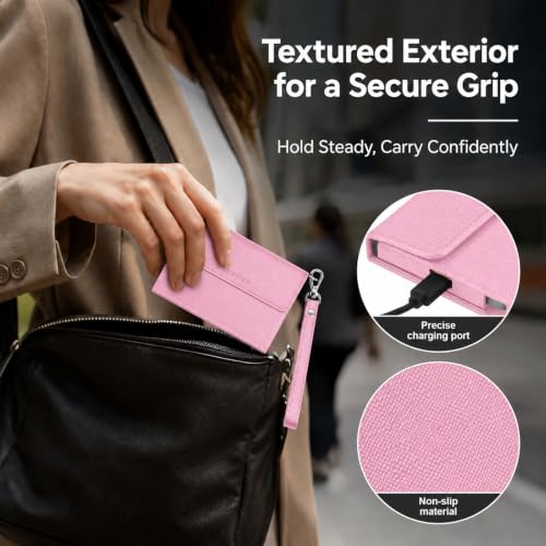 Power Bank Case for Anker Nano 5000mAh Magnetic Wireless Charging Battery - color: Mauve, size: 4.05*2.75*0.39inch