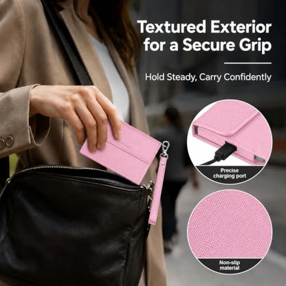 Power Bank Case for Anker Nano 5000mAh Magnetic Wireless Charging Battery - color: Mauve, size: 4.05*2.75*0.39inch
