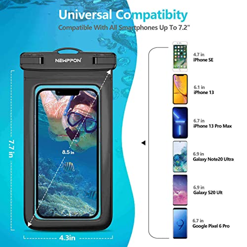 Waterproof Cell Phone Pouch : 4 Pack Float Clear Cell Holder Protector with Lanyard - Universal Floatable Water Proof Dry Bag for iPhone Samsung Galaxy for Beach Swimming Pool - color: 4 Pack Black