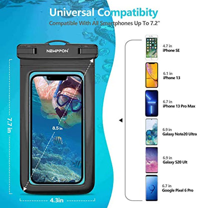 Waterproof Cell Phone Pouch : 4 Pack Float Clear Cell Holder Protector with Lanyard - Universal Floatable Water Proof Dry Bag for iPhone Samsung Galaxy for Beach Swimming Pool - color: 4 Pack Black
