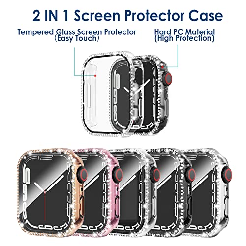 Simpeak 5 Pack Bling Screen Protector Case Compatible with Apple Watch 38mm 42mm 40mm 44mm 41mm 45mm 46mm, Protector Case Replacement for iWatch Series 10 9 8 7 6 5 4 3 2 1 Ultra 1 2 (41mm) - size: 41mm