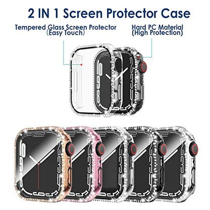Simpeak 5 Pack Bling Screen Protector Case Compatible with Apple Watch 38mm 42mm 40mm 44mm 41mm 45mm Series 10 42mm 46mm, Protector Case Replacement for iWatch Series 10 9 8 7 6 5 4 3 2 1 Ultra 1 2 (45mm) - size: 45mm