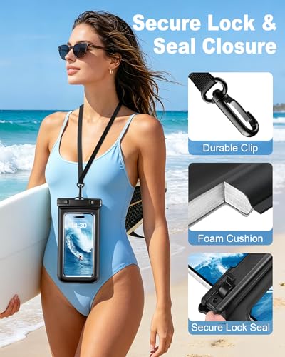 PEDVSTY Floating Waterproof Phone Pouch 2 Pack, Up to 7.5", Case Friendly | IP68 Waterproof Phone Case,Dry Bag for iPhone Galaxy,Beach/Cruise/Travel/Camping/Kayak/Vacation Essentials - size: Large (Up to 7.5")