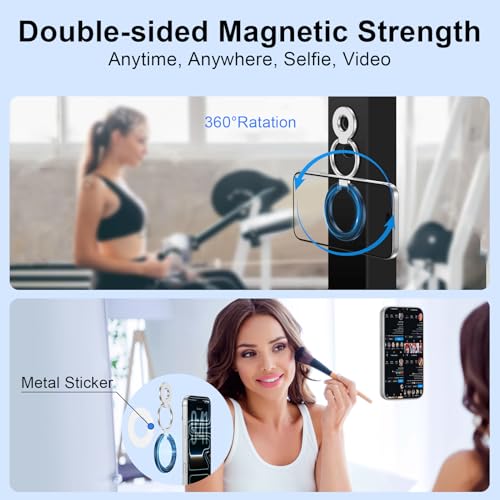 Magnetic Ring Holder for MagSafe Case Dual-Side Magnet Phone Grip Kickstand - color: blue