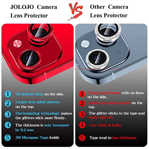 Premium Alloy Metal Camera Lens Protector Compatible for iPhone 14 / Plus Accessories Camera Ring Cover Screen Protector,Scratch/Shatter/Water/Fog-Proof [Ultra Clear/Thin] - Red