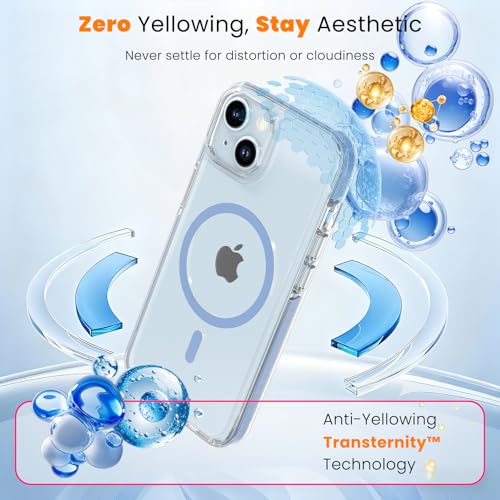 DEERLAMN Magnetic Clear Case for iPhone 13/iPhone 14 6.1-Inch, [Compatible with Magsafe][Anti-Yellowing] Transparent Slim Shockproof Protective Phone Cover, Blue - color: Blue, size: iPhone 13/14-6.1 Inch