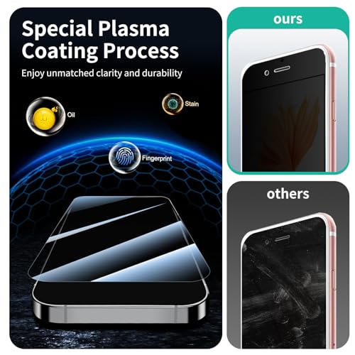 3-Pack Privacy Screen Protector for iPhone 7 Plus/8 Plus, Anti-Spy Tempered Glass Film, Dark Private Black Protection, 9H Hardness, Anti-Scratch, Bubble Free, Case Friendly - color: IP 7 Plus/8 Plus Black 3pcs