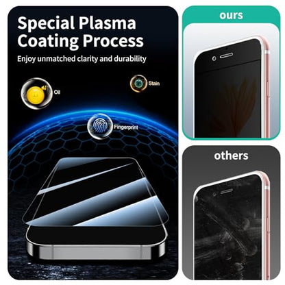 3-Pack Privacy Screen Protector for iPhone 7 Plus/8 Plus, Anti-Spy Tempered Glass Film, Dark Private Black Protection, 9H Hardness, Anti-Scratch, Bubble Free, Case Friendly - color: IP 7 Plus/8 Plus Black 3pcs