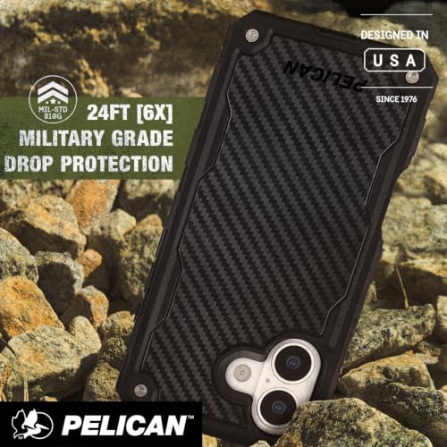 Pelican Shield iPhone 17 Case - Rugged MagSafe Phone Case - Carbon | Magnetic Phone Case w/24ft Military Grade Drop Protection - Phone Cover w/ Belt Clip Holster Kickstand for iPhone 17 - color: Carbon, style: iPhone 17