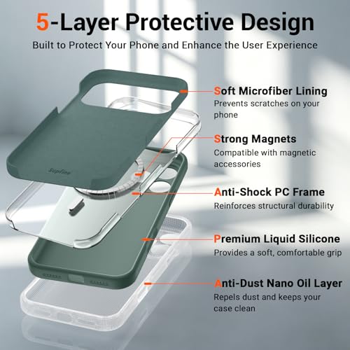 SUPFINE Silicone & Magnetic for iPhone 17 Pro Max Case - color: Acacia Green, size: iPhone 17 Pro Max