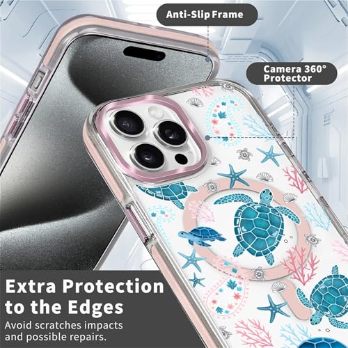 VisEnt Clear Case for iPhone 14 Pro, Magnetic Phone Case, Transparent Slim Cover, Military Grade Protection, Shockproof, Anti-Yellowing, Scratch Resistant, Sea Turtle Paisley - color: Sea Turtle Paisley, size: Iphone 14 Pro