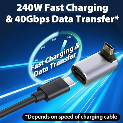 Cyberguys! USB C Right Angle Adapter PD 240W for Thunderbolt 4/3, 2-Pack - style: Angle