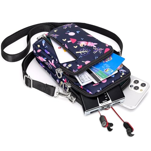 BIAOTIE Lightweight Small Crossbody bags Cell Phone Purses Travel Pouch Shoulder Bag for Women - color: Black Mushroom