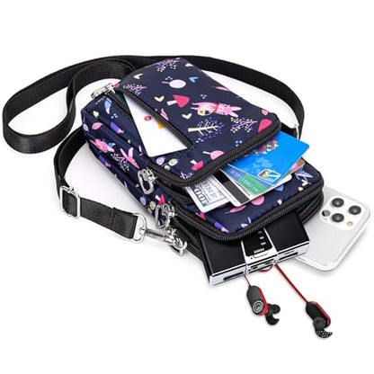 BIAOTIE Lightweight Small Crossbody bags Cell Phone Purses Travel Pouch Shoulder Bag for Women - color: Black Mushroom