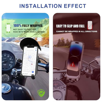 Motorcycle Phone Mount Holder Handlebar Clamp with Vibration Dampener - color: Handlebar Mount