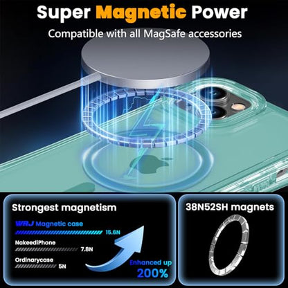 WRJ Magnetic Clear for iPhone 13 Case,iPhone 14 Case,[Compatible with MagSafe][Military Grade Drop Protection] Transparent Full Body Shockproof Protective Phone Case-Jade Green - color: Jade Green, style: Transparent