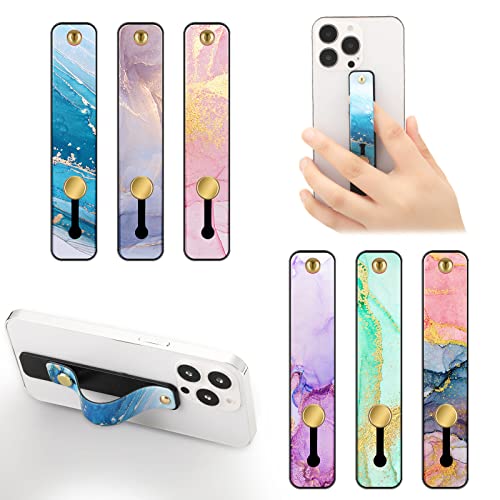 Weewooday 6 Pieces Phone Finger Strap Grip,Bright Marble,Marble - color: Bright Marble, style: Marble
