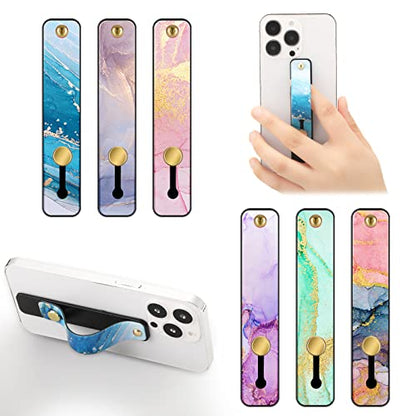 Weewooday 6 Pieces Phone Finger Strap Grip,Bright Marble,Marble - color: Bright Marble, style: Marble