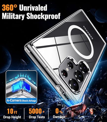 Oterkin Magnetic for Samsung Galaxy S25 Ultra Case Clear [Compatible with MagSafe][Anti-Yellowing][Built-in 4 Airbags][Military Grade Protection][Shockproof Slim] S25 Ultra Phone Case (Clear) - color: S25 Ultra-Clear, size: Galaxy S25 Ultra Case