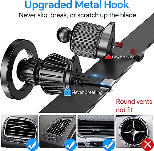 Kaistyle for MagSafe Car Mount, [Never Drop] Magnetic Phone Holder for Car Dash, HandsFree 360° Rotation Phone Mount [Strongest 3M Adhesive] for iPhone 15 14 13 12 & Mag Safe Case, Metal Gray - color: Metal Gray