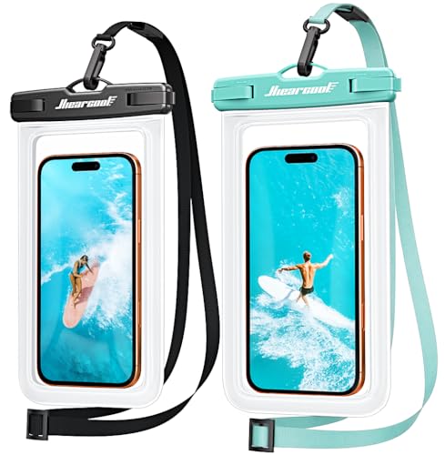 Hiearcool Waterproof Phone Pouch, Waterproof Phone Case, Clear&Mint 2-Pack | Durable multilayer IPX8 protection; touchscreen access and fit up to 8.9 inches; cruise essentials 2026 for beach and pool - color: Clear & Mint Green