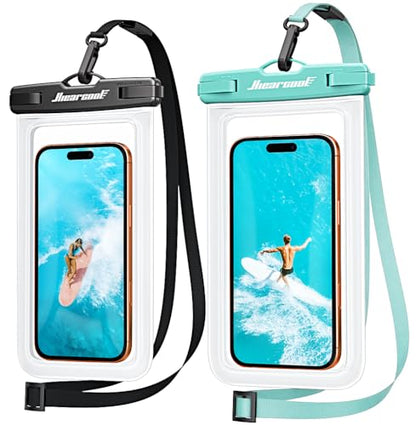 Hiearcool Waterproof Phone Pouch, Waterproof Phone Case, Clear&Mint 2-Pack | Durable multilayer IPX8 protection; touchscreen access and fit up to 8.9 inches; cruise essentials 2026 for beach and pool - color: Clear & Mint Green
