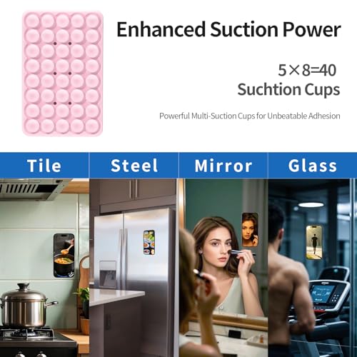 Silicone Double-Sided Suction Cup Phone Case Detachable Mount, Light Pink - color: Light Pink