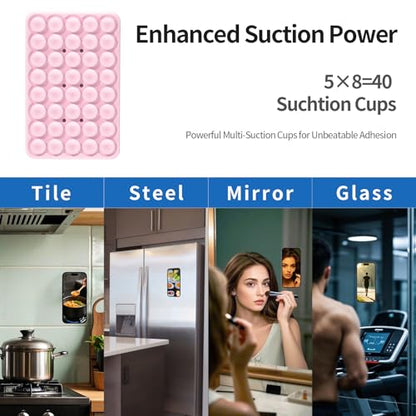 Silicone Double-Sided Suction Cup Phone Case Detachable Mount, Light Pink - color: Light Pink