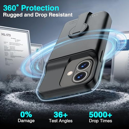 BOPPS Battery Case for iPhone 16 /16e with Stand,Upgraded Slim 8500mAh Portable Protective Charging Case with 15W Fast Charging Compatible for iPhone 16 /16e Battery Pack Charger Case,6.1 Inch Black - size: iPhone 16/16 e