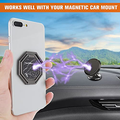 cobee Cell Phone Ring Holder Finger Kickstand, 360° Rotation Back Grip - color: Black Marbling