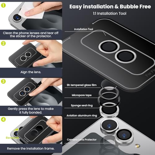 WSKEN for Z Flip 7 Camera Lens Protector Case Cover - Anti Reflective - color: Silver